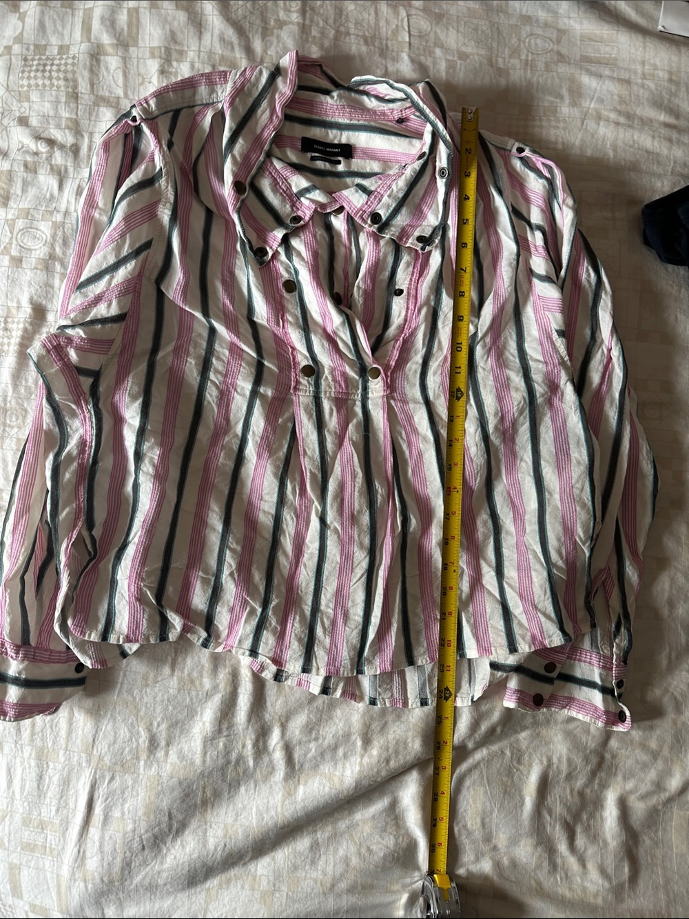 Isabel Marant Pink White Gray Striped Button-Front Shirt